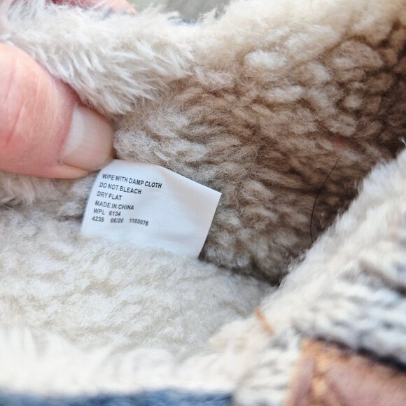 NWoB MUK LUKS Faux-Felted Wool Faux-Fur Lining Slippers Blue Beige Knit Cuff - Picture 11 of 12